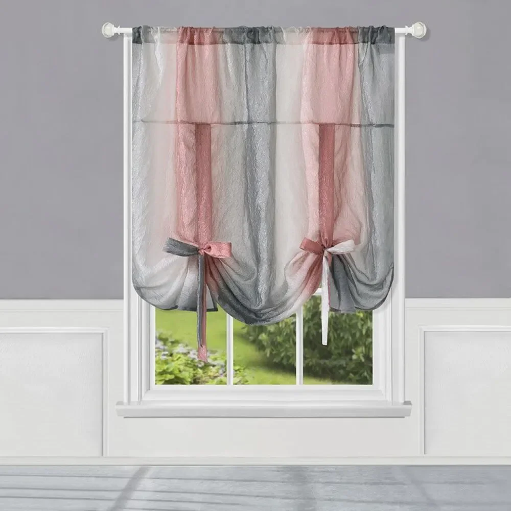 Woven Trends Window Shades, Ombre Curtains Modern Semi-Sheer Tie-Up Shade,